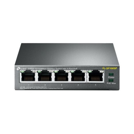 TP-Link TL-SF1005P - Switch - unmanaged - 5 x 10/100 (4 PoE) - desktop - PoE (58 W)