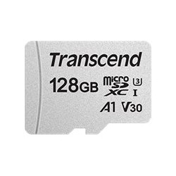 Transcend 300S - Scheda di memoria flash (adattatore in dotazione) - 128 GB - A1 / Video Class V30 / UHS-I U3 - microSDXC