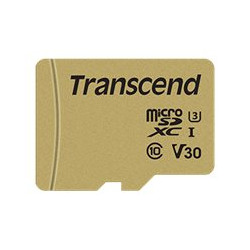 Transcend 500S - Scheda di memoria flash (adattatore da microSDXC a SD in dotazione) - 64 GB - Video Class V30 / UHS-I U3 / Cla