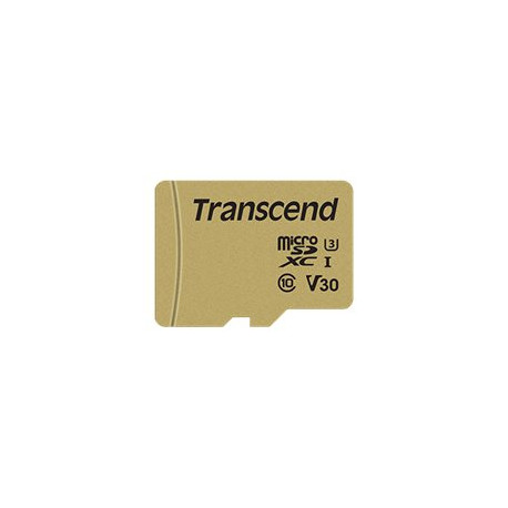 Transcend 500S - Scheda di memoria flash (adattatore da microSDXC a SD in dotazione) - 64 GB - Video Class V30 / UHS-I U3 / Cla