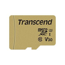 Transcend 500S - Scheda di memoria flash (adattatore microSDHC per SD in dotazione) - 8 GB - Video Class V30 / UHS-I U3 / Class