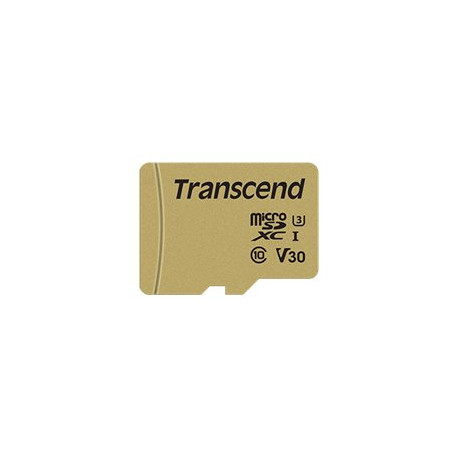 Transcend 500S - Scheda di memoria flash (adattatore microSDHC per SD in dotazione) - 8 GB - Video Class V30 / UHS-I U3 / Class