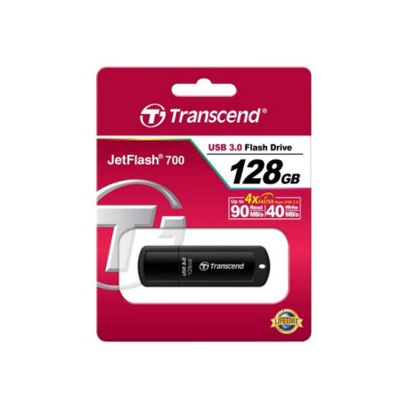 Transcend JetFlash 700 - Chiavetta USB - 128 GB - USB 3.0 - nero