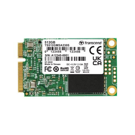 Transcend MSA230S - SSD - 512 GB - interno - mSATA - SATA 6Gb/s