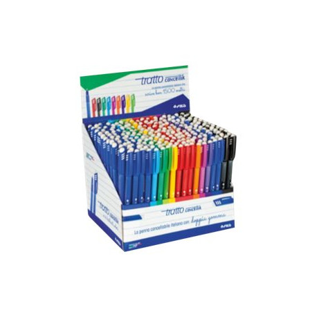 tratto Cancellik - Penna a sfera - colori assortiti - con gomma (pacchetto di 216)