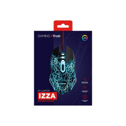 Trust GXT 105 Izza Illuminated - Mouse - per destrorsi e per sinistrorsi - ottica - 6 pulsanti - cablato - USB - nero