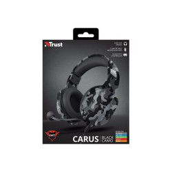 Trust GXT 323K Carus - Cuffie con microfono - dimensione completa - cablato - jack 3,5 mm - mimetico nero