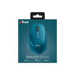 Trust Ozaa - Mouse - ergonomico - 6 pulsanti - senza fili - ricevitore wireless USB - blu