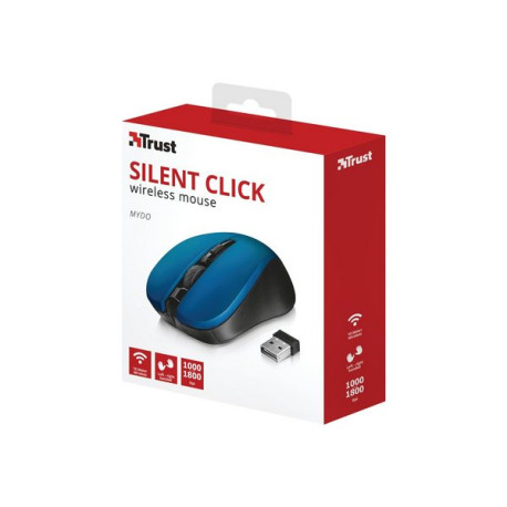 Trust Silent Click Mydo - Mouse - per destrorsi e per sinistrorsi - 4 pulsanti - senza fili - 2.4 GHz - ricevitore wireless USB