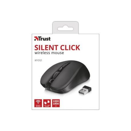 Trust Silent Click Mydo - Mouse - per destrorsi e per sinistrorsi - 4 pulsanti - senza fili - 2.4 GHz - ricevitore wireless USB