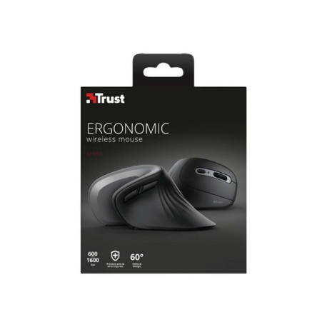 Trust Verro - Mouse verticale - ergonomico - per destrorsi - ottica - 6 pulsanti - senza fili - 2.4 GHz - ricevitore wireless U