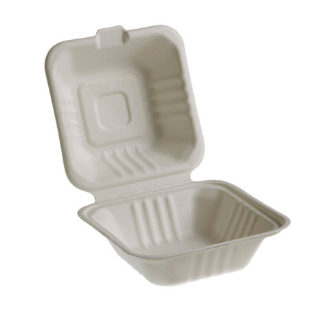 Vaschette Hamburger box Take Away Bio - 15 x 15 cm - Leone - conf. 50 pezzi