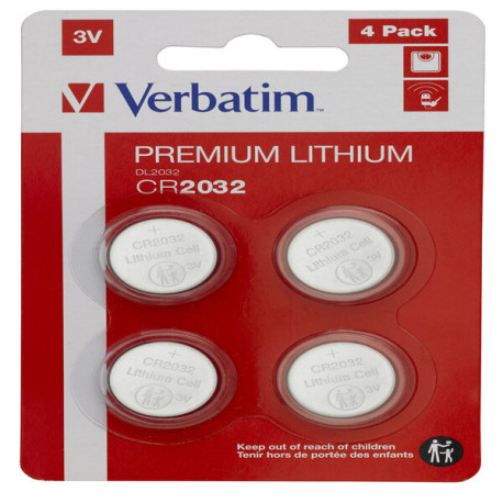 Verbatim - Blister 4 MicroPile a pastiglia CR2032 - litio - 49533 - 3V