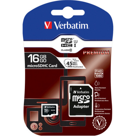 Verbatim - Micro SDHC Classe 10 fino a 45mb/sec - 44082 - 16GB