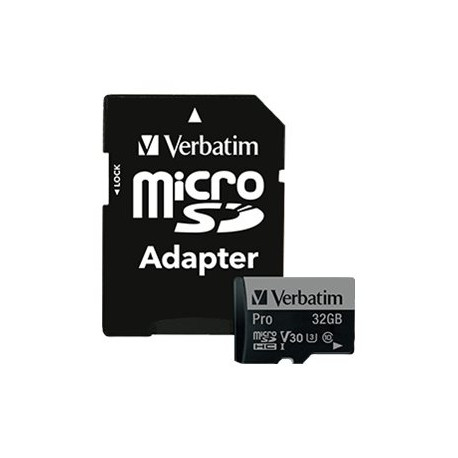 Verbatim PRO - Scheda di memoria flash (adattatore a SD in dotazione) - 32 GB - UHS Class 3 / Class10 - 300x/600x - UHS-I micro