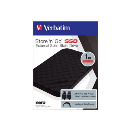 Verbatim Store 'n' Go - SSD - 1 TB - esterno (portatile) - USB 3.2 Gen 1 (USB-C connettore)