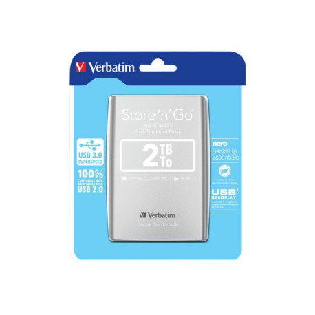 Verbatim Store 'n' Go Portable - HDD - 2 TB - esterno (portatile) - USB 3.0 - 5400 rpm - argento