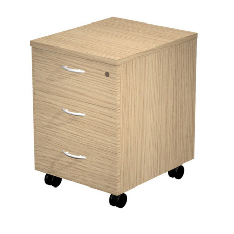 Cassettiera Easy - 3 cassetti - con ruote - 41,8 x 52 x 59,5 cm - rovere