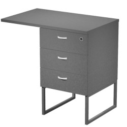 Cassettiera Essence - 3 cassetti - con supporto metal e top - 41,5 x 49,5 x 57,6 cm - Antracite/Antracite