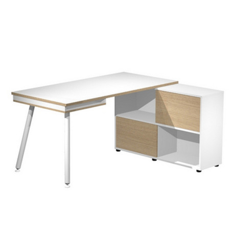 Workstation Maxi - gambe in metallo - 160 x 140 x H 81,5 cm - bianco / rovere - Artexport