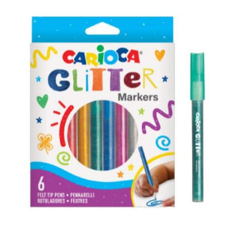 CF6 CARIOCA MARCATORI GLITTER BL. 6PZ.