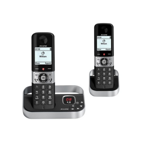 Alcatel F890 Voice Duo - Telefono cordless - sistema di segreteria con ID chiamante - 3-way capacità di chiamata - nero + ricev