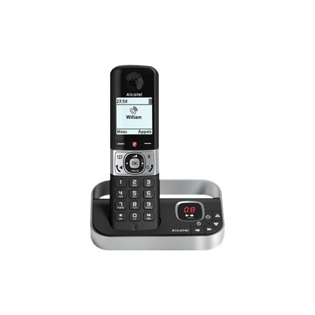 Alcatel F890 Voice Solo - Telefono cordless - sistema di segreteria con ID chiamante - 3-way capacità di chiamata - nero