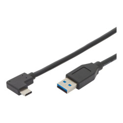 ASSMANN - Cavo USB - USB-C (M) angolazione a USB Tipo A (M) dritto - USB 3.1 Gen2 - 3 A - 1 m - stampato - nero