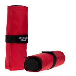 Astuccio arrotolabile Roller - con astuccio zip interno - 24 scomparti - 7,5 x 21,5 cm - tessuto - rosso - Koh-I-Noor