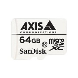 AXIS Surveillance - Scheda di memoria flash (adattatore da microSDXC a SD in dotazione) - 64 GB - Class 10 - microSDXC - bianco