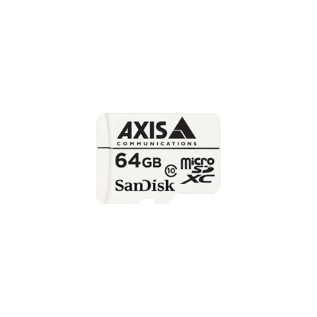 AXIS Surveillance - Scheda di memoria flash (adattatore da microSDXC a SD in dotazione) - 64 GB - Class 10 - microSDXC - bianco