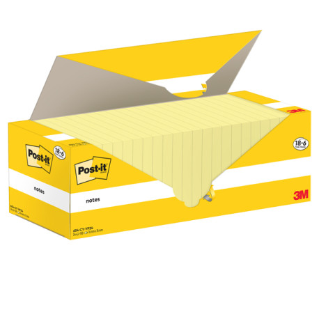 Blocco foglietti Post it  Notes - 654-CY-VP24 - 76 x 76 mm - giallo Canary - 100 fogli - Post it  - conf. 24 blocchi