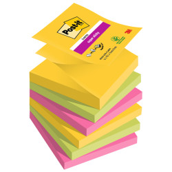 Blocco foglietti Super Sticky Z-Notes - R330-6SS-CARN - 76 x 76 mm - colori asssortiti - 90 fogli - Post-it  - conf. 6 pezzi