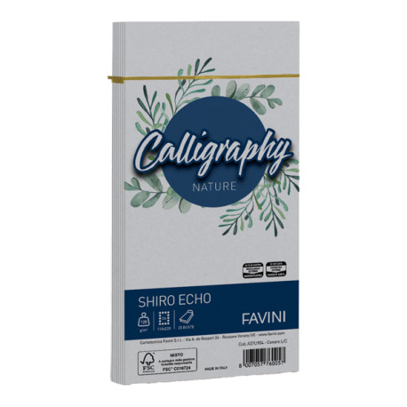 Busta Calligraphy Shiro Eco -  110 x 220 mm - 120 gr - cenere - Favini - conf. 25 pezzi