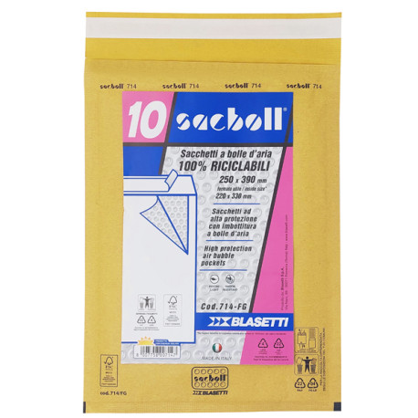 Busta imbottita Sacboll - FG (25 x 39 cm) - carta - avana - Blasetti - conf. 10 pezzi