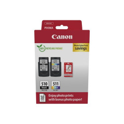 Canon PG-510/CL-511 Photo Paper Value Pack - Confezione da 2 - nero, colore (ciano, magenta, giallo) - originale - confezione d