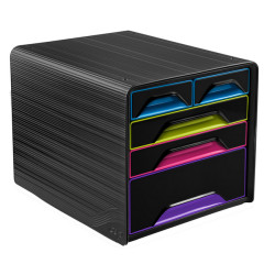 Cassettiera Smoove - 36 x 28,8 x 27 cm - 5 cassetti misti - nero/multicolore - Cep