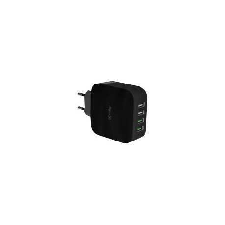 CELLY TC4USBTURBOBK - Alimentatore - 4.8 A - 4 connettori di uscita (USB) - nero