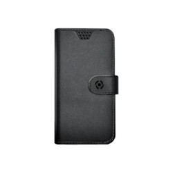 Celly Wally Unica XL - Flip cover per cellulare - ecopelle - nero