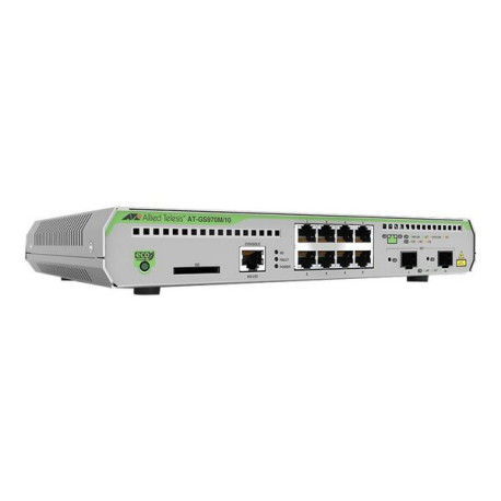 Allied Telesis CentreCOM AT-GS970M/10 - Switch - L3 - gestito - 8 x 10/100/1000 + 2 x SFP (GBIC mini) uplink - desktop