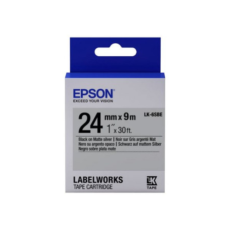 Epson LabelWorks LK-6SBE - Nero su argento opaco - Rotolo (2,4 cm x 9 m) 1 cassetta(e) rotolo di etichette - per LabelWorks LW-