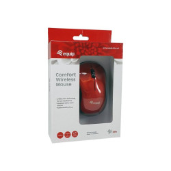 equip - Mouse - comfort - per destrorsi e per sinistrorsi - ottica - senza fili - 2.4 GHz - ricevitore wireless USB - rosso