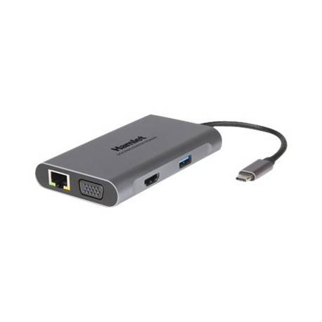 Hamlet HDKC-PD400V - Docking station - USB-C - VGA, HDMI - GigE