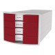 HAN IMPULS NEW DESIGN - Cassettiera - 4 cassetti - per A4, C4 - rosso, grigio chiaro