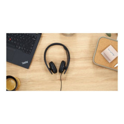 Lenovo Gen 2 - Cuffie con microfono - over ear - cablato - USB-C - nero - Certificato per i team Microsoft