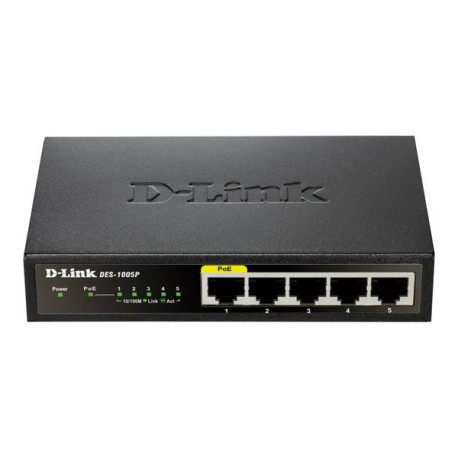 D-Link DES 1005P - Switch - unmanaged - 5 x 10/100 - desktop - PoE