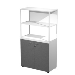 Libreria media metal + armadio basso Essence - 90 x 46 x 165 cm - Bianco/antracite/bianco - Artexport