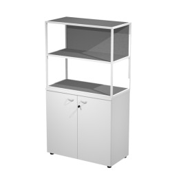 Libreria media metal + armadio basso Essence - 90 x 46 x 165 cm - Bianco/bianco/antracite/bianco - Artexport