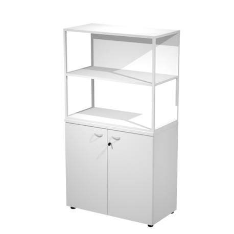 Libreria media metal + armadio basso Essence - 90 x 46 x 165 cm - Bianco/bianco/bianco/bianco - Artexport