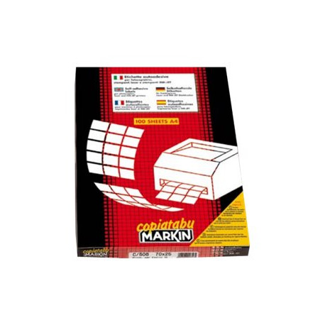 MARKIN - Autoadesivo - bianco - 45 x 23 mm - 70 g/m² - 4400 etichette (100 foglio(i) x 44) etichette